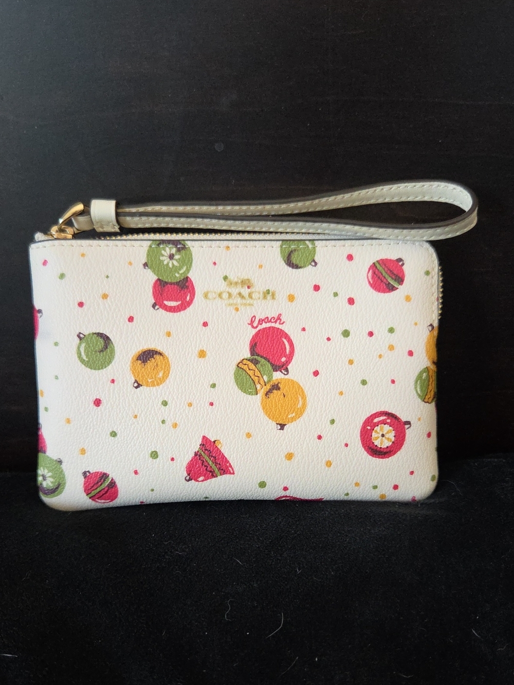 COACH Kids Wristlet in White with Pink, Green & Yellow Fruit Print